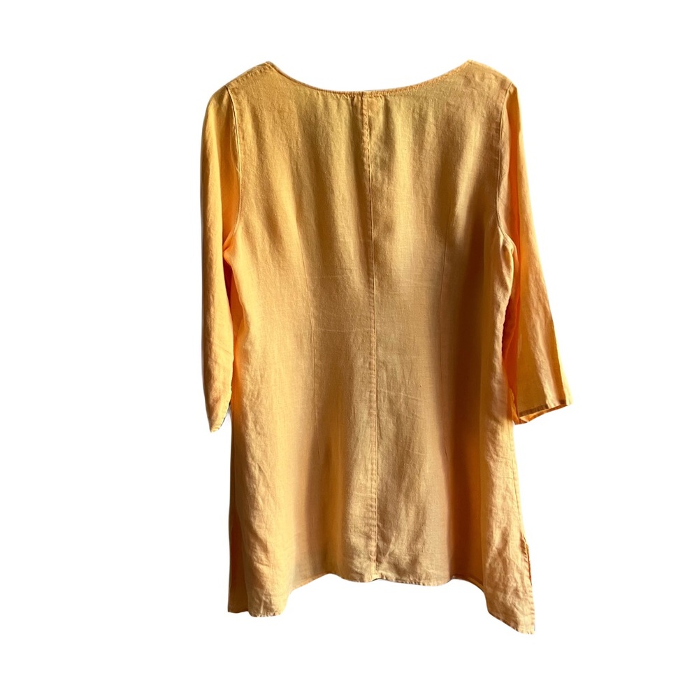 Soft Surroundings 100% Linen Button Front Blouse Size M Orange Tunic Top 24017 - Picture 2 of 8